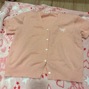 Peach Cardigan with Bow Detail